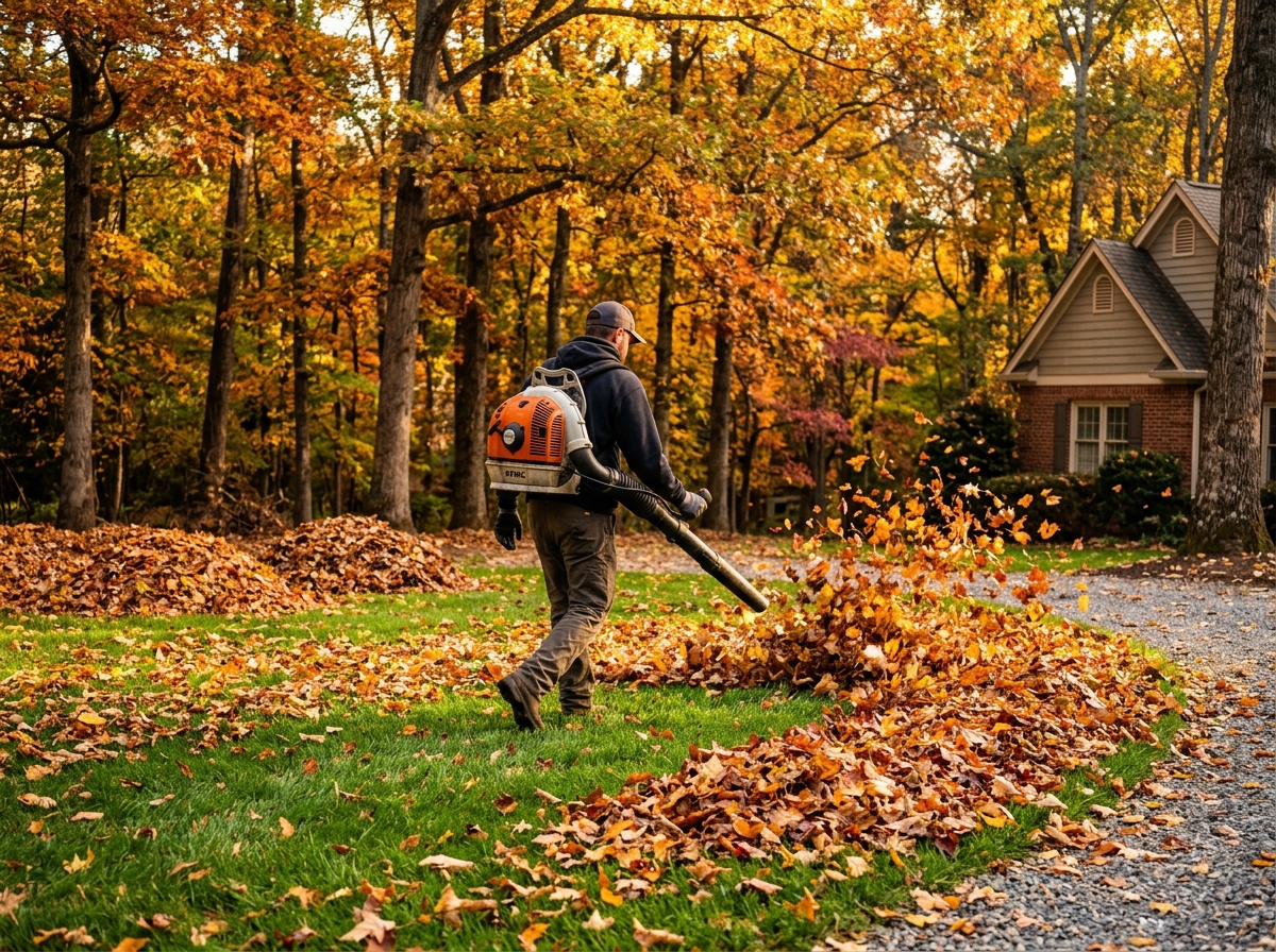 A tidy yard after a seasonal leaf and debris cleanup