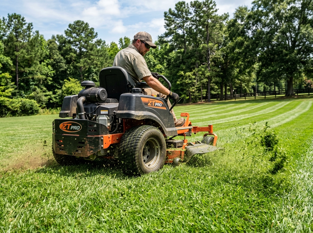 A neatly mowed and edged green lawn after a Core Lawn Care visit